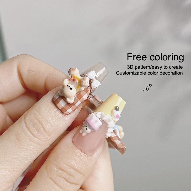 Silikon Nagelmodellierform Cartoon Bär Hase Schleifendesign 3D Stempelplatte Nägel Schablonen Hohe Qualität Maniküre Werkzeuge Nagelkunst