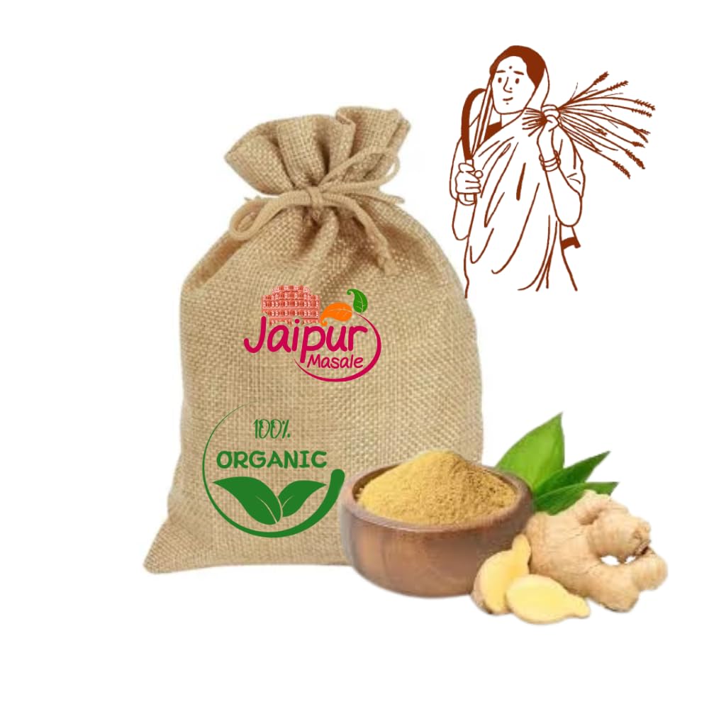 

JAIPUR MASALE Ginger Powder| Pure Adrak Powder | Ready to use | Farm Fresh | no Added Colours & Preservatives (200g) with Jute bag