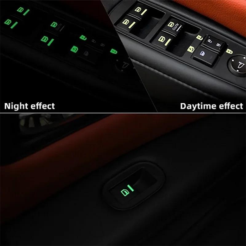 1set Car Windows Control Panel Luminous Decals Door Window Lift Switch Decoration Car Interior Sticker Auto Accessories