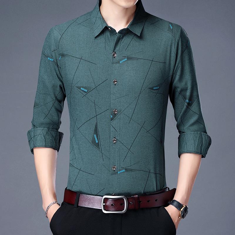 

Осенняя новая мужская рубашка Daddy с длинными рукавами 40 и 50 для людей среднего и пожилого возраста, свободные рубашки, мужские повседневные топы XXXL