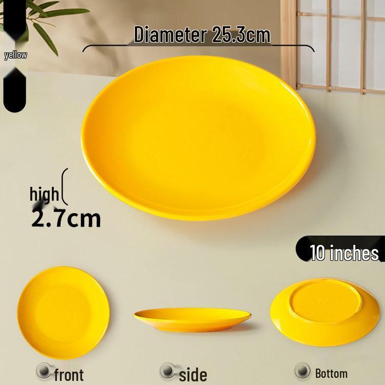 Melamine Round Plate: Porcelain-Look, Two-Color, for Commercial Use In Restaurants and Buffets - Perfect for Fast Food, Rice Bowls, and Cold Dishes.