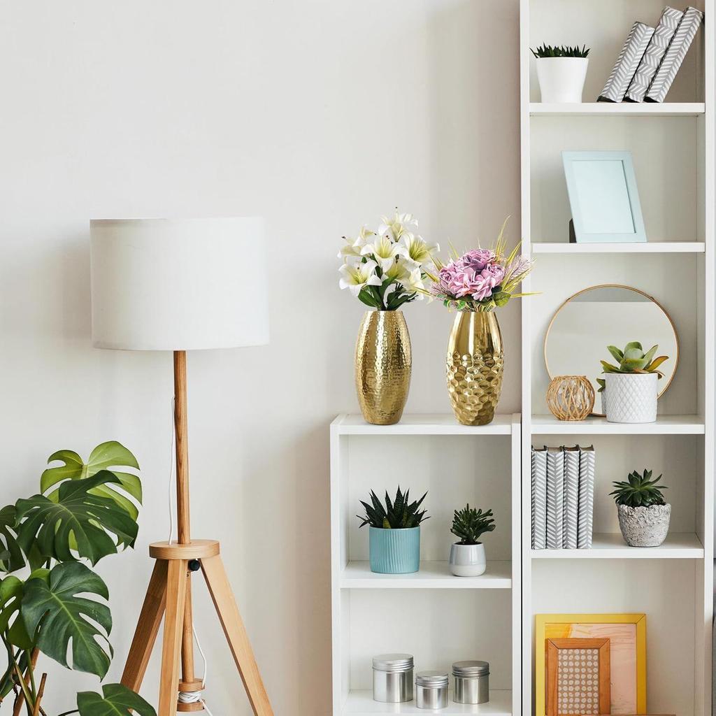 Vaso de Metal Martelado para Decoração de Casa | Decorativos para Sala de Estar Interna Externa Varanda |