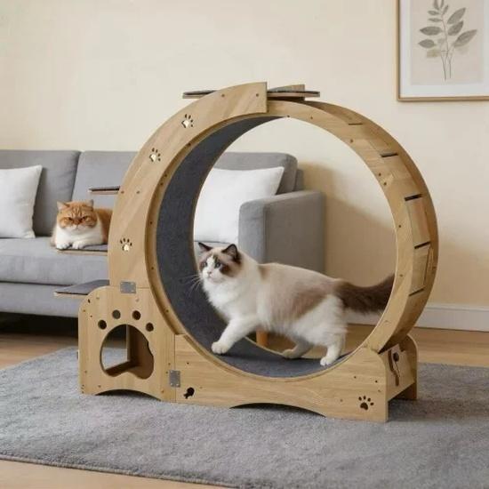 Hochwertig Luxuriös Klassisch Cartoon Modern Holz Multifunktional Katzenlaufband Laufband Großes Übung Interaktives Katzenspielzeug
