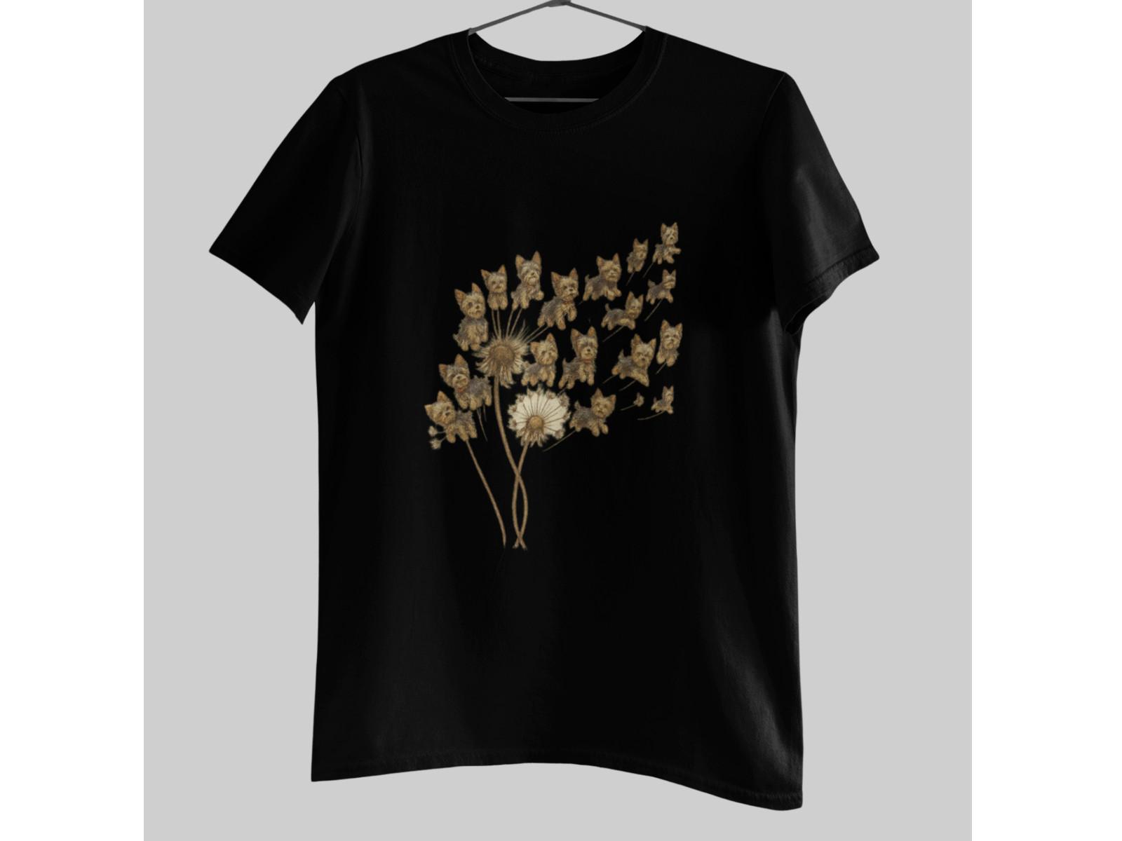 Yorkie Dandelion Shirt Yorkshire Terrier Flower Wish Retro Dog Lover Tee 3XL