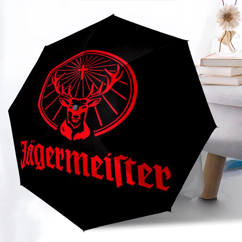 Jägermeister Splash: Kräftig Lebhaft Faltbarer Regenschirm Langlebig Geeignet für alle Jahreszeiten Dreifach faltbar Reise Sonnenschirm