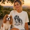Cavalier King Charles Spaniel Linienkunst Shirt, Minimalistisches Kritzel Cavalier Skizze T-Shirt, Abstraktes Hunde-T-Shirt, Geschenk für Cavalier Mama
