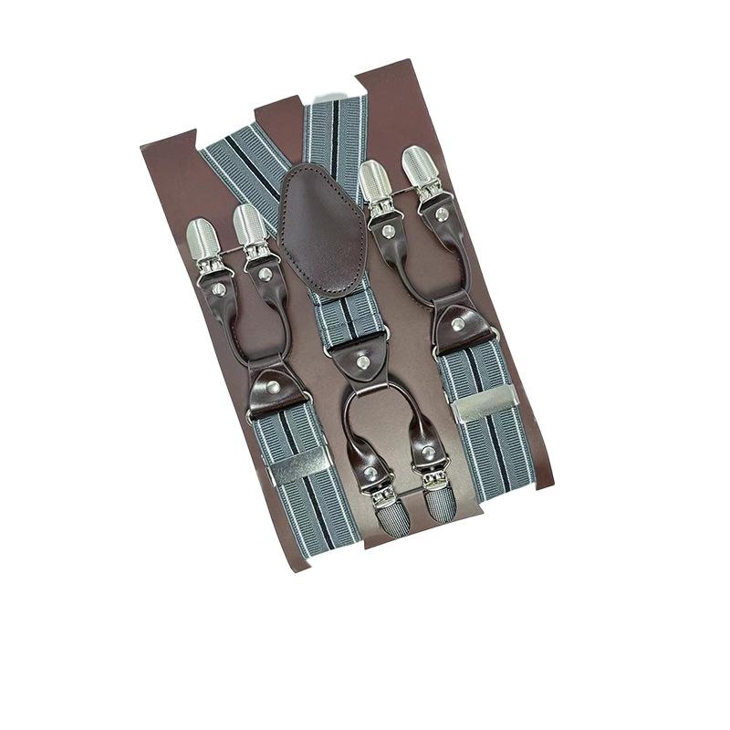 6 Clips Men'S Suspender Belt, Strap Thickened Elastic Belt, High-Quality Hardware Accessories