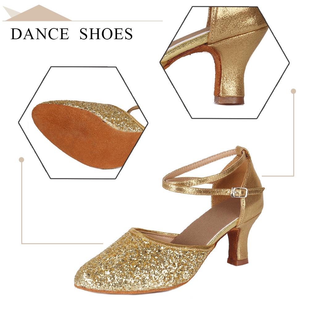 Womens Modern Dance Shoes Heeled Ballroom Dancing Shoes Party Sequin Dance Shoes 5CM