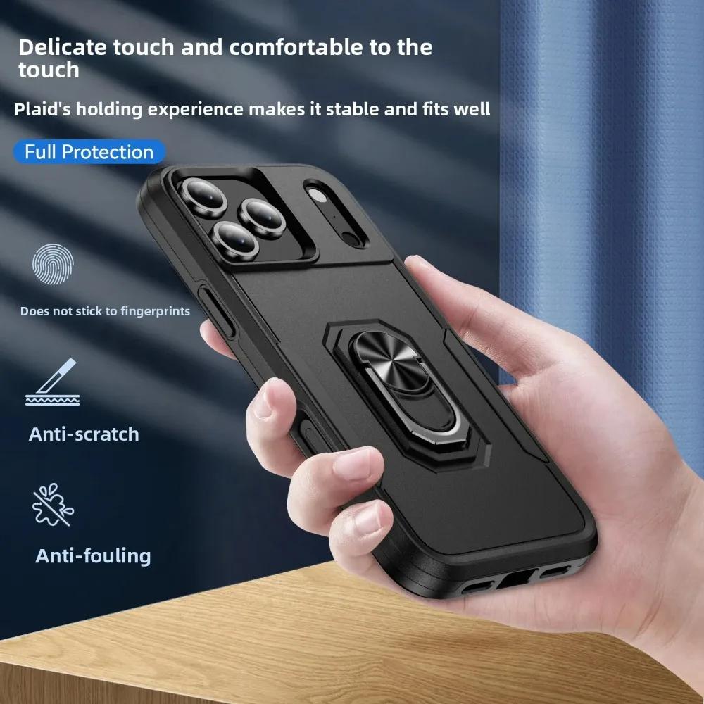 Rugged Car Magnetic Hybrid Protect Case for IPhone 17 Air 16E 15 14 Plus 13 12 Pro Max 360°Rotable Metal Ring Bracket Hard Cover
