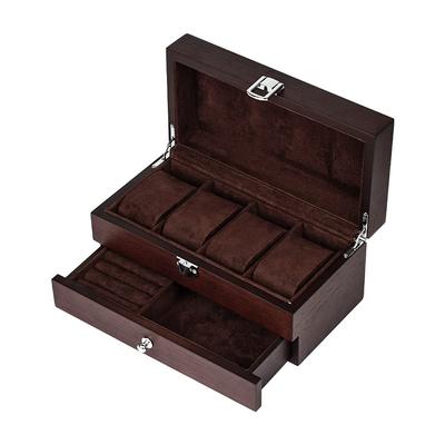 Baskiss Luxuriöse Holz-Uhr Schmuck-Uhr Aufbewahrung Sammelbox 2-lagige Box, Box, Box, Zubehör, Uhren, Ringe,