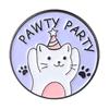 Derpy Kitten Cartoon Brooch - Cute Round Metal Cat Badge