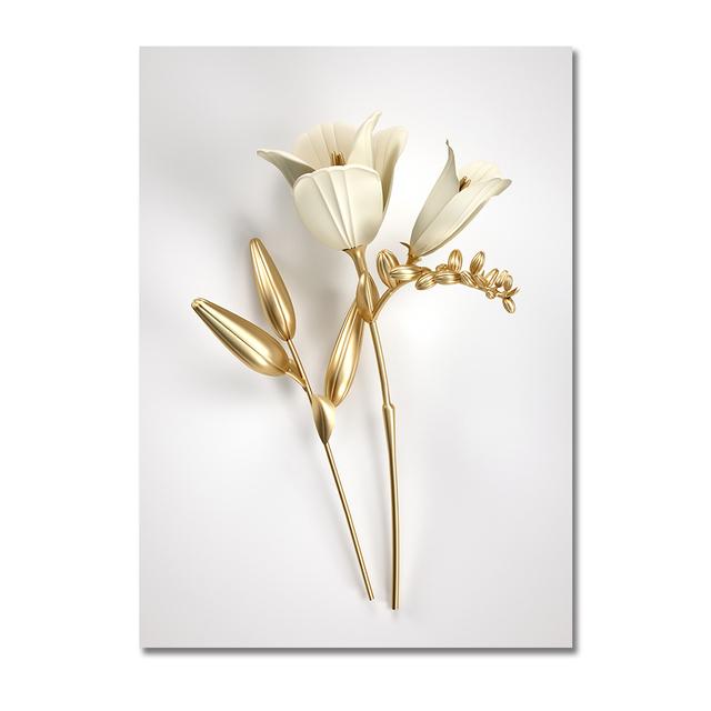 

Modern Visual Wall Art Canvas Painting Nordic Golden Flower Posters And Prints Pictures Home Decor 21cm x 30cm No Frame