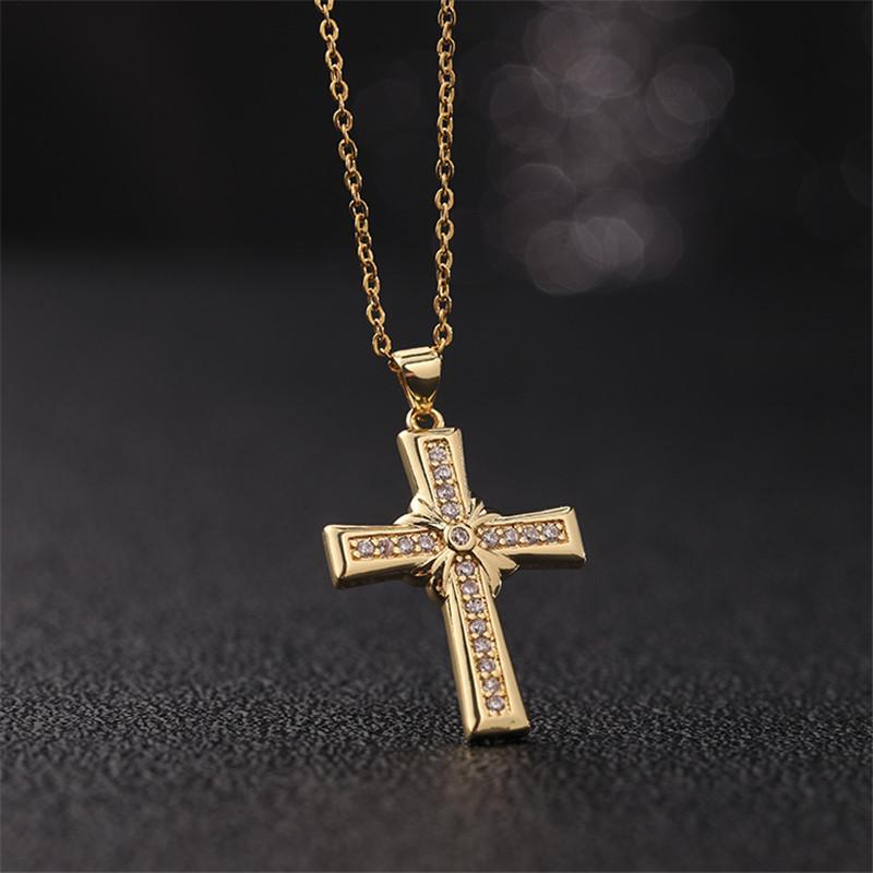 Vintage Punk Zircon Cross Pendant Necklace Stainless Steel Fashion Choker Collar Jewelry Birthday Gifts For Women Girls