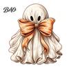 Seasonal Shelf Display Halloween Wooden Ghost Ornament with Pumpkin Pattern, Double Sided Desktop Decoration, Spooky Tiered Tray Decor Decor,