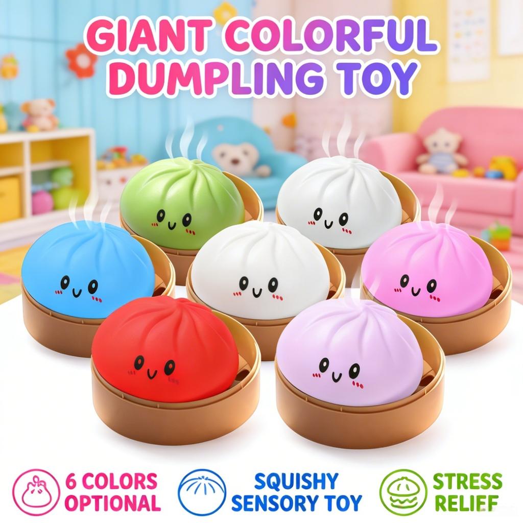 Knödel Stressbälle Spielzeug mit Dampfgarer Simulation Essen Squishies Brötchen Fidget Sensorisches Spielzeug für Zuhause Schreibtischdekoration Partygeschenke