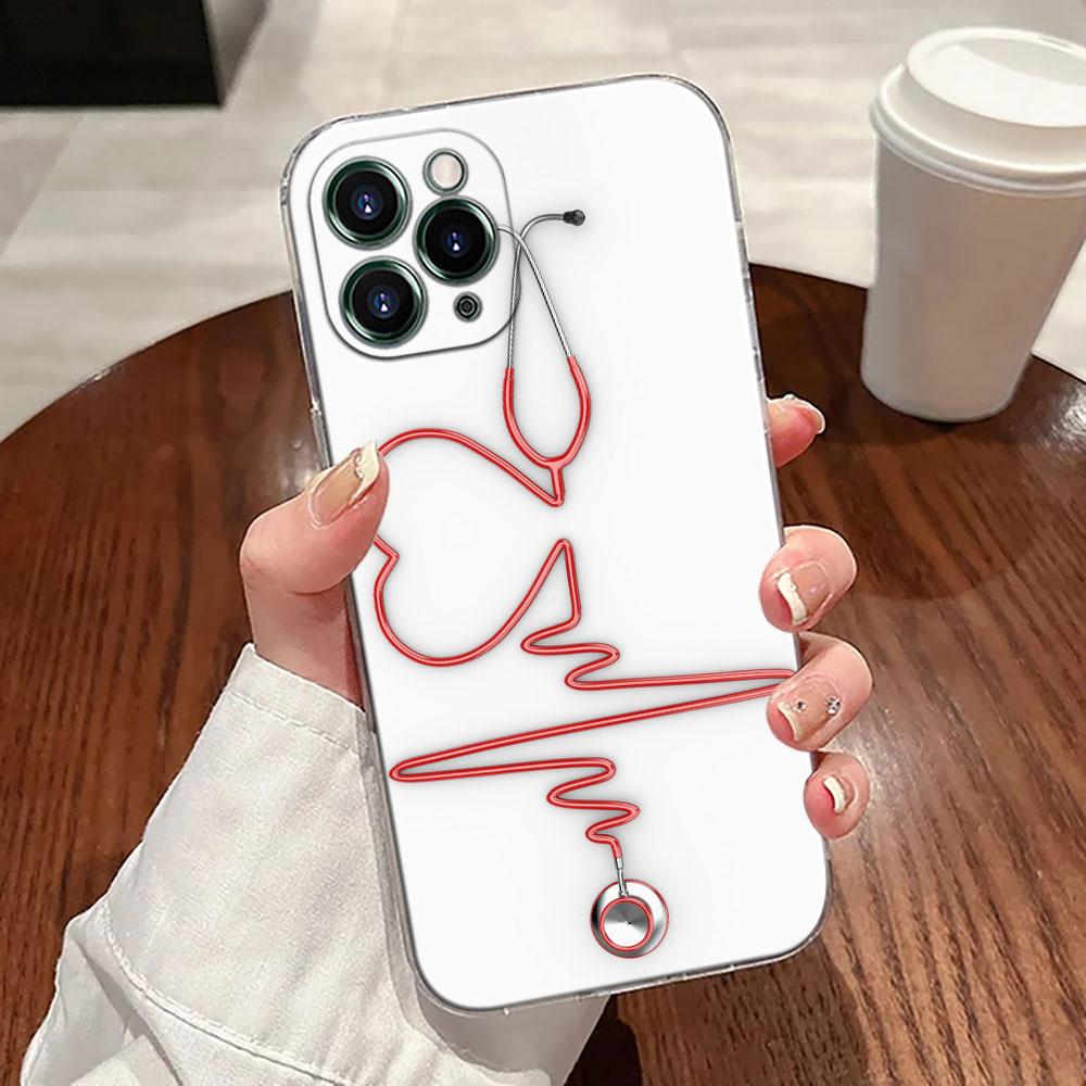 Krankenschwester Medizin Gesundheit Herz Transparente Hülle Für Apple iPhone 17 16 15 14 13 12 11 Pro Max 16 Plus 16E 17Air Handyhülle