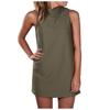 Women's Summer Casual Fashion Color Sleeveless Stitching Half Turtleneck Dress