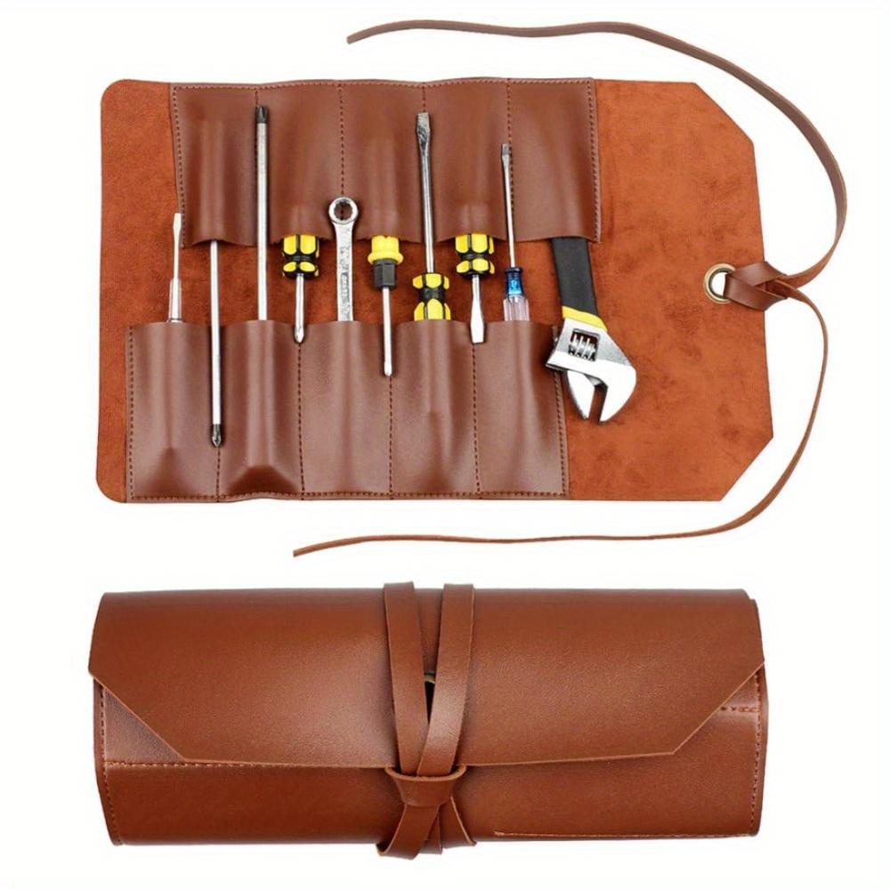 New 10 Pockets PU Leather Tool Roll Multi Purpose Woodworking Chisel Bags Plier Wrench PU Leather Bag