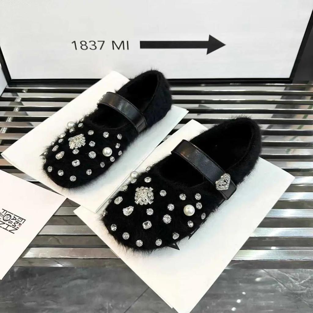 Women Flats Fur Loafers Brand Luxury Shoes Winter Fashion  Shoes 2025 New Dress Cotton Dance