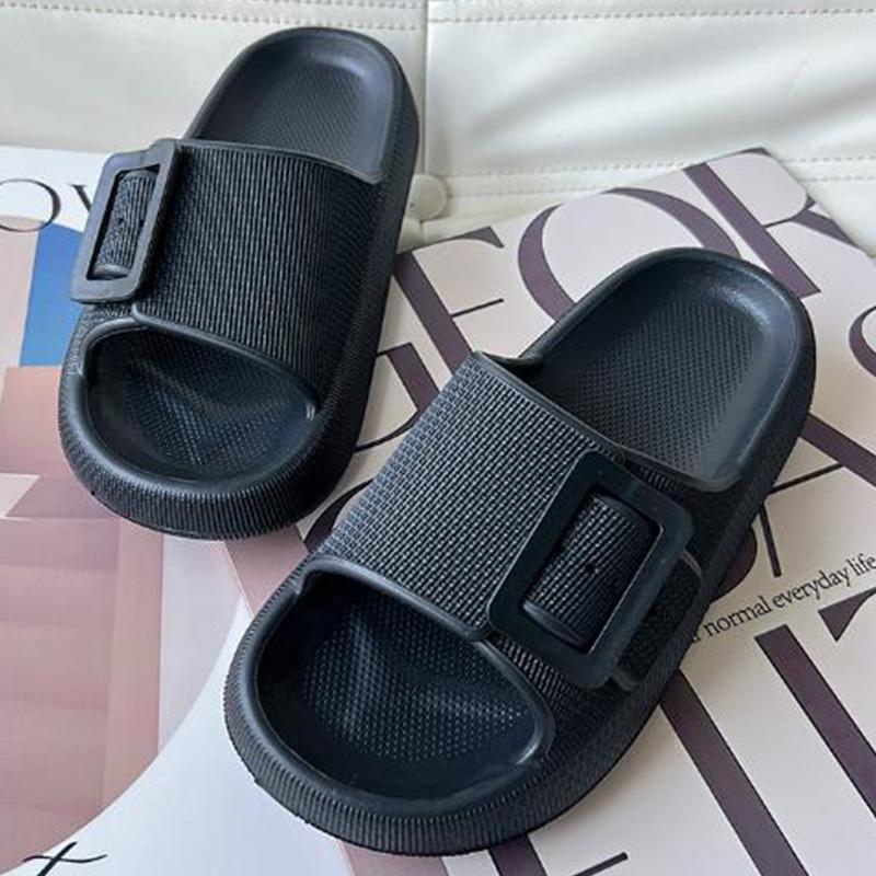 Fashion Kidmi Women's Summer Home Slippers New Thick-soled Single-Buckle Slippers Comfortable Bathroom Sole Couple Slippers EVA Slippers