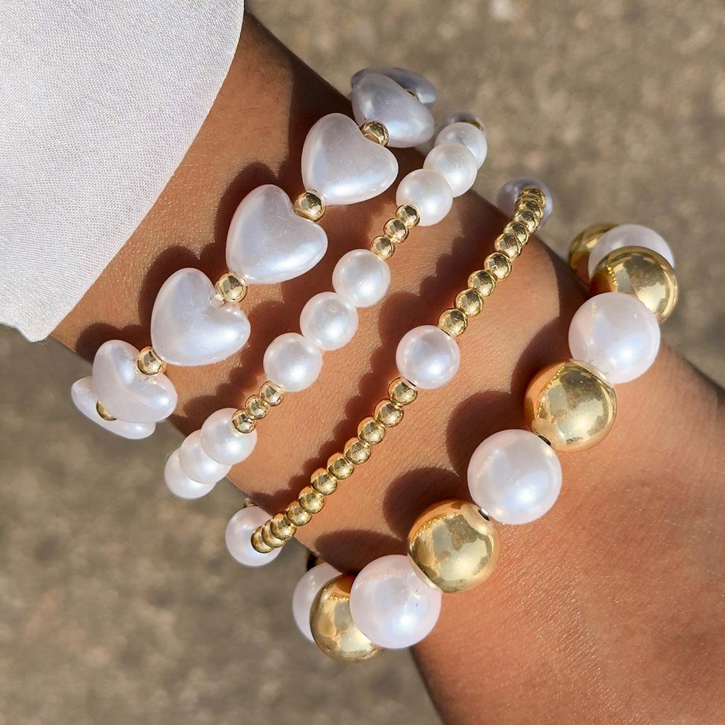 Love Imitation Multi-layer Pearl Bracelet Set Temperament High-end Beaded Bracelet Jewelry Set