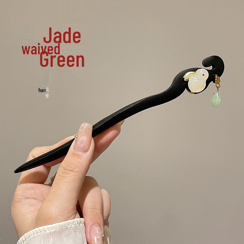 High-End Chinese Wooden Hairpin with Tassels – Ancient Style Ebony Faux for Women