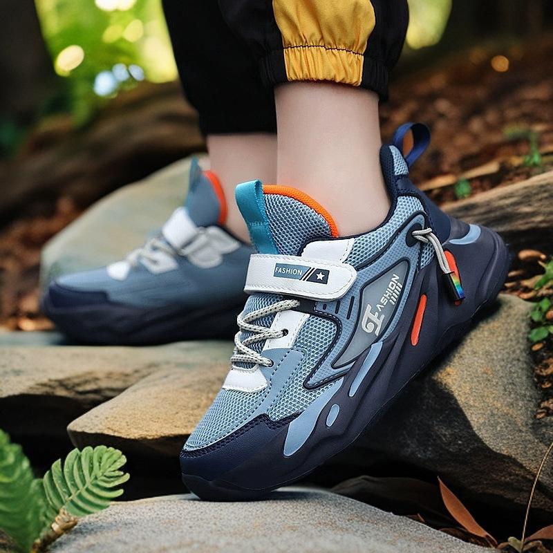 Cross-border hot selling children's shoes boys' spring and autumn mesh breathable non-slip thick-soled student casual running children's sneakers