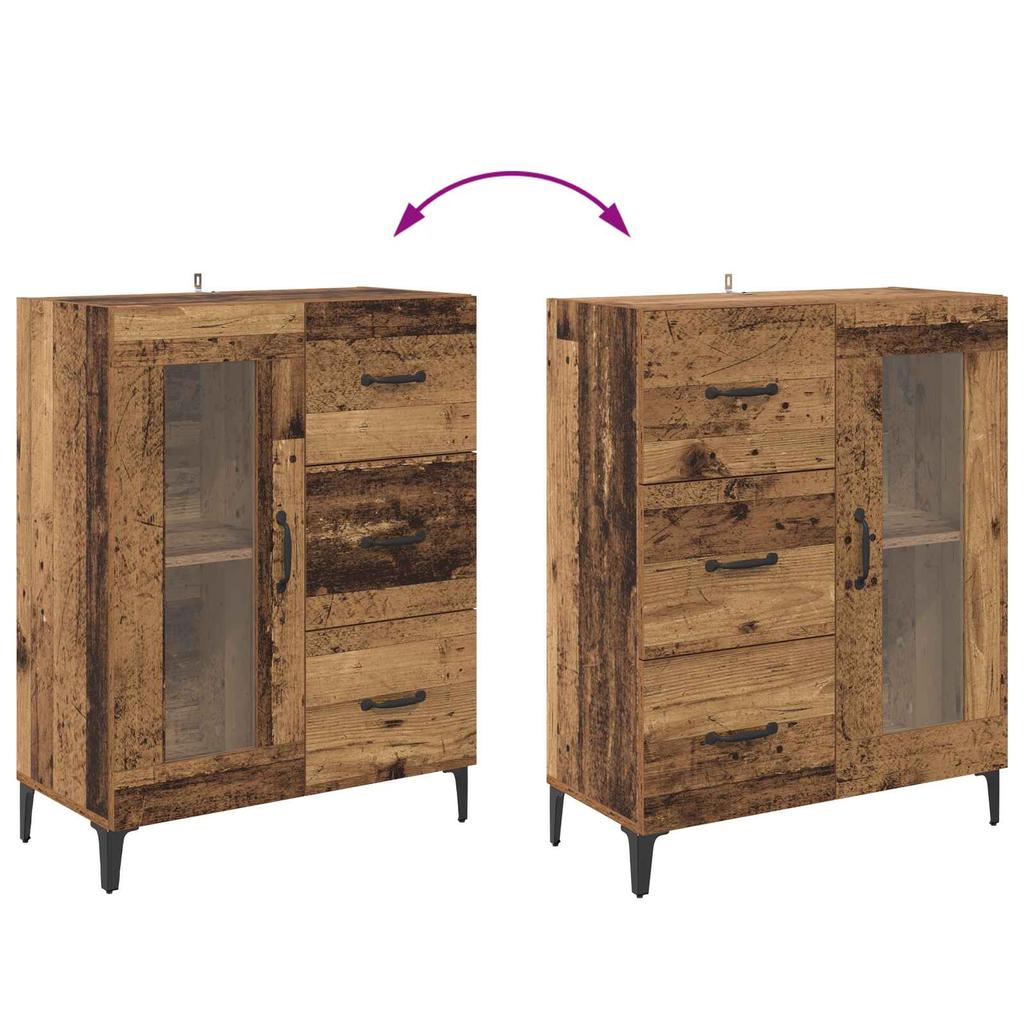 Sideboard Reclaimed Wood 69.5 X 34 X 90 Cm Engineered Wood and Iron