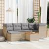 VidaXL Garden Lounge Set with Cushions 7 Pcs Beige Braided Resin 3223749
