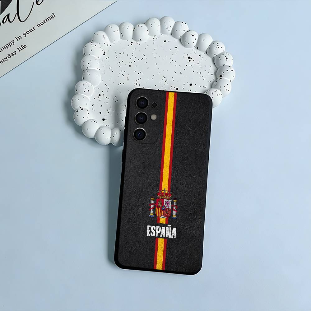 Spanish Flag Pattern Phone Case For Samsung S25,S24,S21,S22,S23,S30,Ultra,S20,Plus,Fe,Lite,Black Soft Silicone
