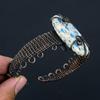 K2 Azurite Pure Copper Wire Wrapped Handmade Jewelry Bangle Bracelet Adjustable Gift For Her