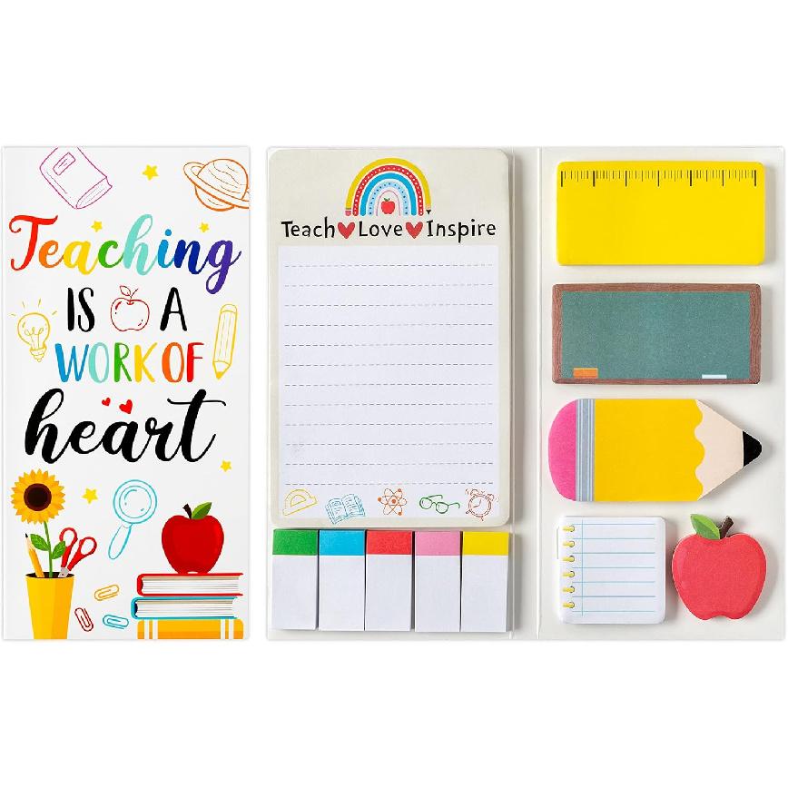 Xqumoi Teaching is A Work of Heart Sticky Notes Set Blackboard Self-Stick Note Pads Teacher Appreciation Gift Writing Memo Pads School Office