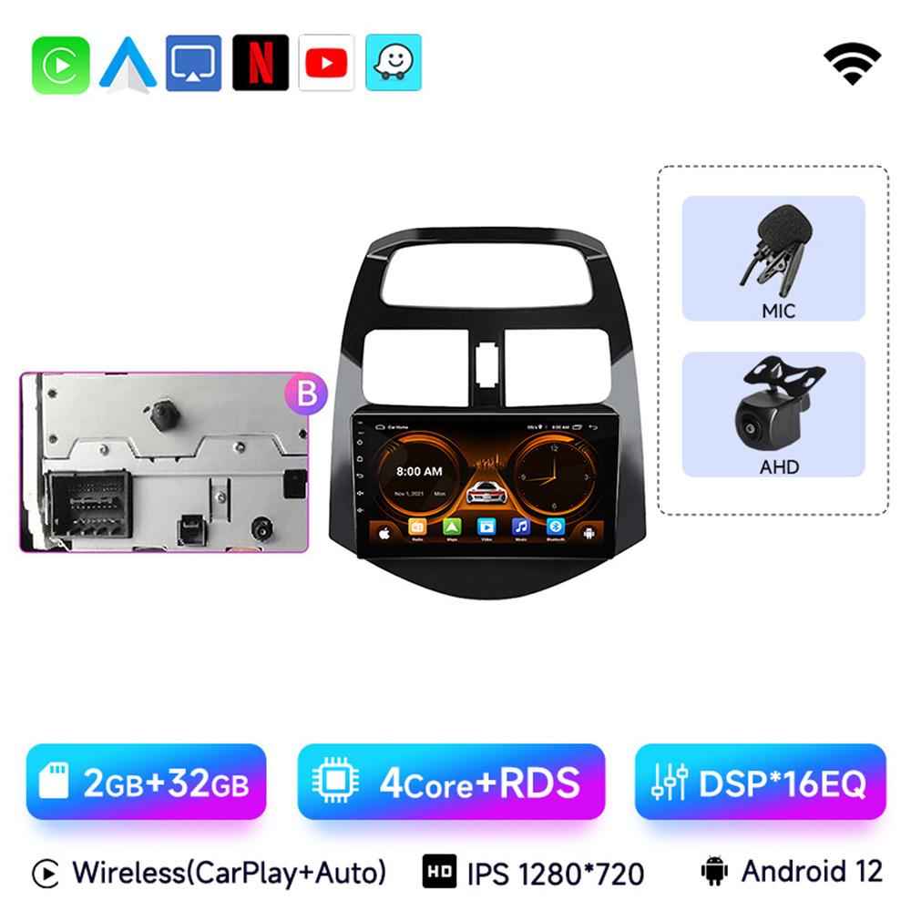 Radio samochodowe 9" do Chevrolet Spark Beat Matiz Creative 2010 - 2014 Android 12 Carplay Odtwarzacz multimedialny wideo Jednostka główna