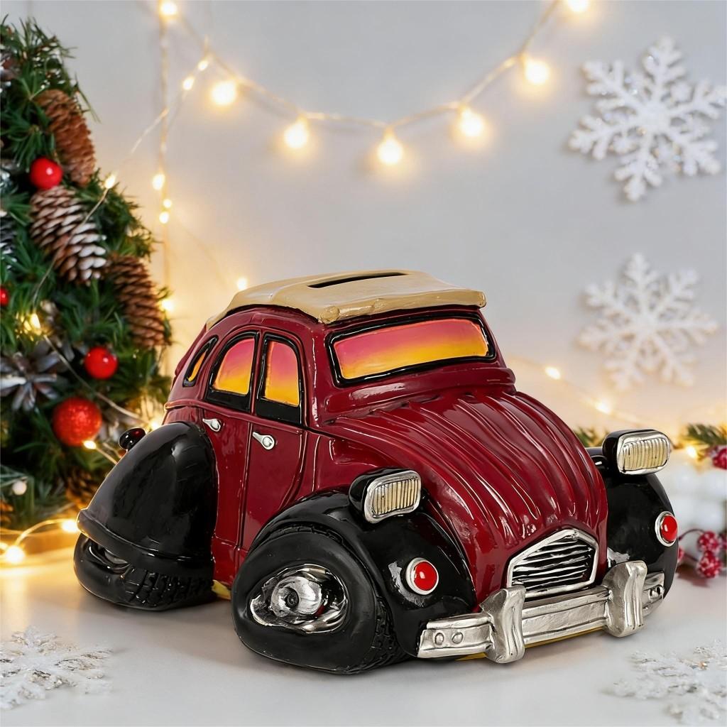 Vintage Car Model Retro Vehicle Figurine Money Bank Home Decor Desktop Ornament Ideal Gift for Christmas Bookshelf Or Car Lovers