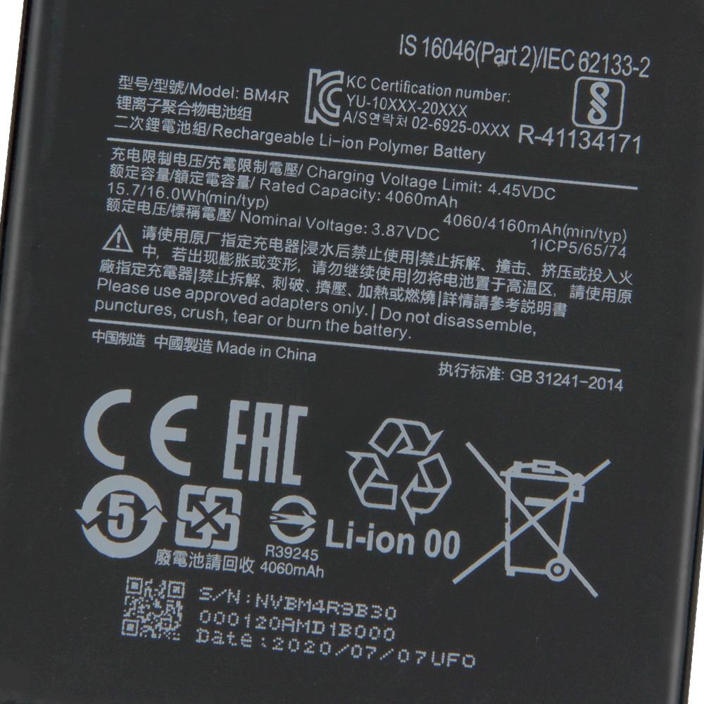 Replacement Battery For Xiaomi Mi 10 Lite 5G Mi10 Lite BM4R Rechargeable Phone Battery 4160mAh