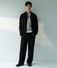 Linen-Like One-Pleat Wide Elastic Pants [Black]