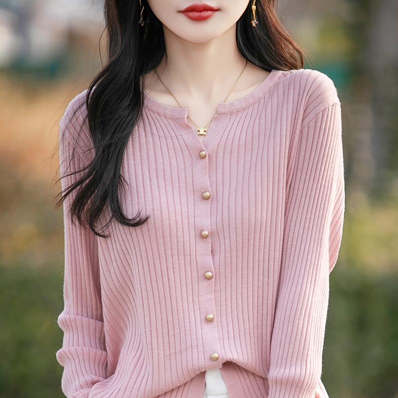 Women's Lightweight 50% Wool 50% Mulberry Silk Cardigan - 4-Season Versatile Knitwear for All-Year Comfort & Style