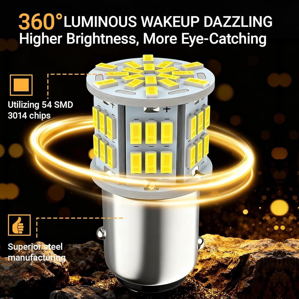 1157 Led Brake Light Bulb, 54SMD Super Bright Bulb, BAY15D 7528 1154 3496 2357 2057 3014 Replacement Light Bulb for Brake Tail Light for Car RV