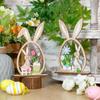 Wooden Easter Rabbit Hand-Painted Easter Bunny Ornament Wooden Craft Ornament High-Quality Wood Easter Table Decor For Shelf