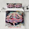 Softville Cozy Town 3PC Bedding Set Lop Rabbit Dancing with a flowing skirt Pint Duvet Cover No filling Cartoon Style Queen Size
