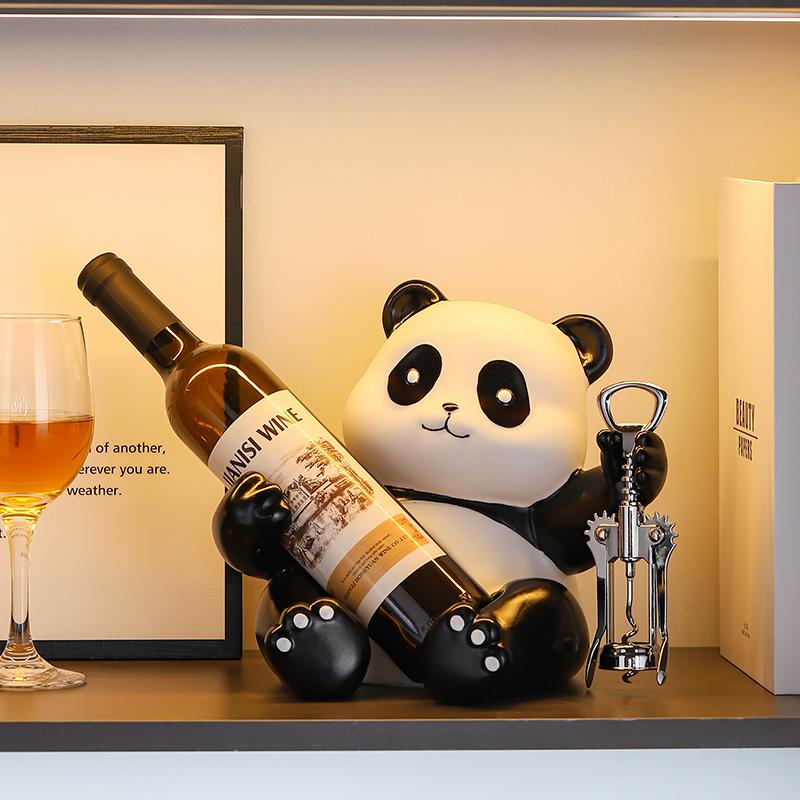 Creative Panda Red Wine Rack Equipped with Bottle Opener High-End Dining Cabinet Red Wine Bottle Rack Decoration Ornament