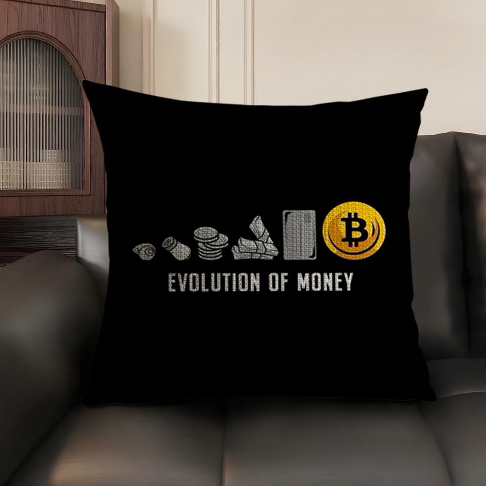 Bitcoin Cryptocurrency Btc Cushion Cover Natural Linen Organic Fabric DoubleSided Printing Sofa Home Decor Breathable