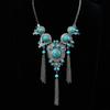 Retro Tibetan Necklace Female Turquoise Tassel Personality Exaggerated Pendant Exotic Tibetan Accessories