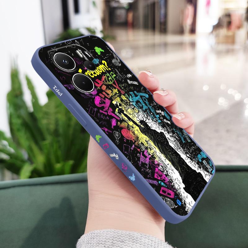

Graffiti Goddess Phone Case For Xiaomi Redmi Note 14 13 12 12S 11 11S 10 10S Pro Plus 15 15C 14C 4G 5G Silicone Cover Redmi Note14 4G светло-синий