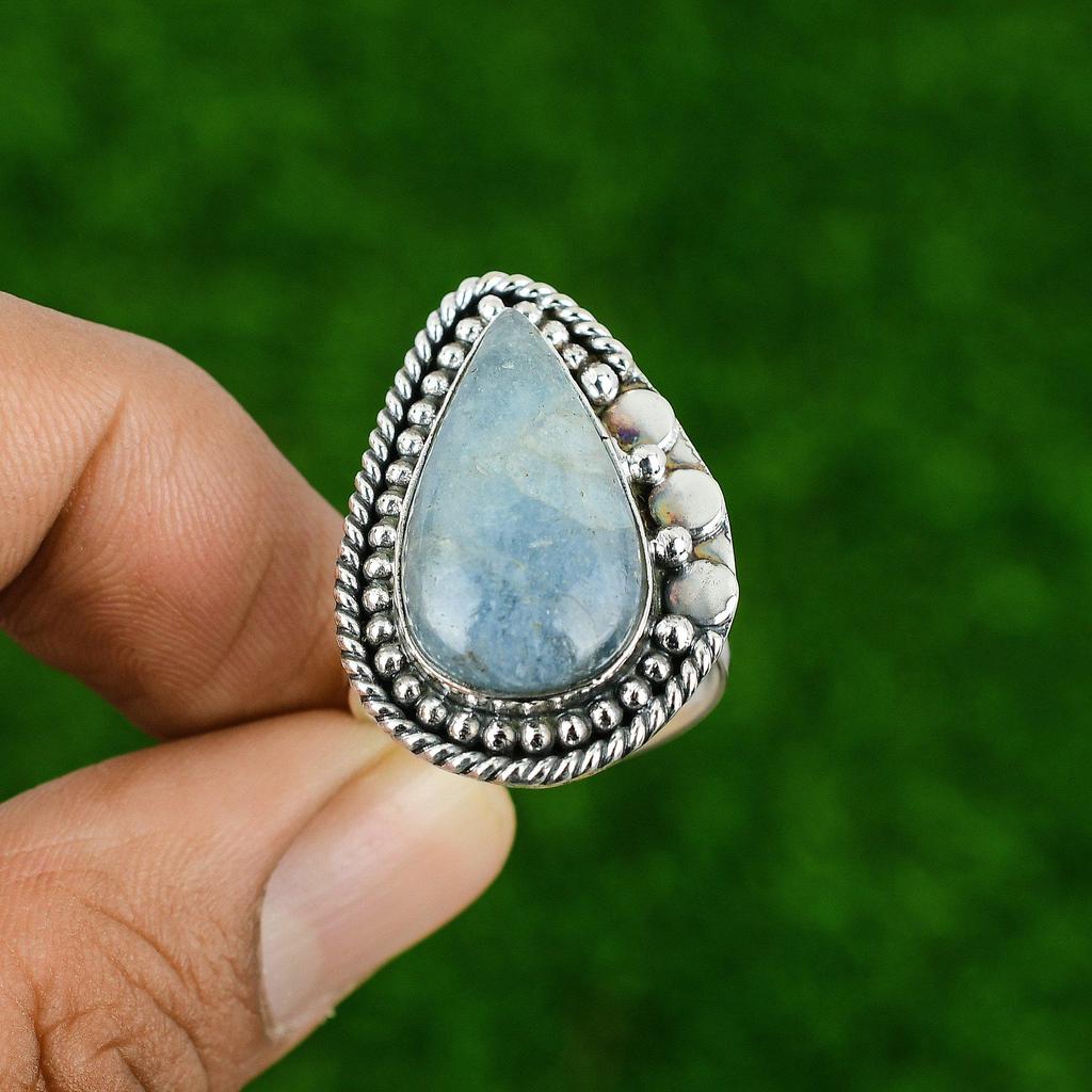 Mothers day Deal 925 Sterling Silver Aquamarine Gemstone Birthday Stackable Ring