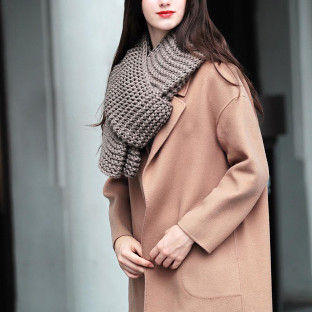 Women Solid Color Scarf Delicate Knitting Fashion Scarves Warm Neck Scarf