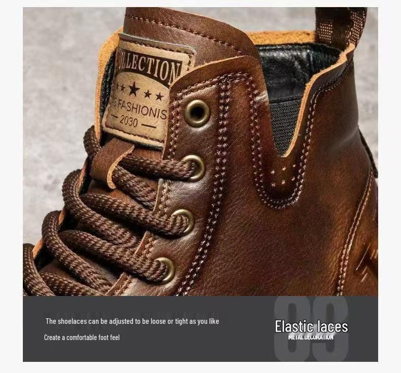 2024 Men's British Style High-Top Martin Boots: Retro Casual Shoes with Non-Slip Thick Sole for Outdoor and Workwear