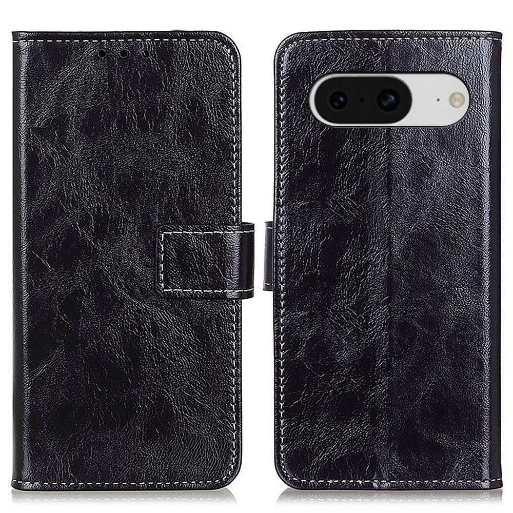

Retro Crazy Horse Texture Leather Case for Google Pixel 8,Stand Wallet Cell Phone Cover Black