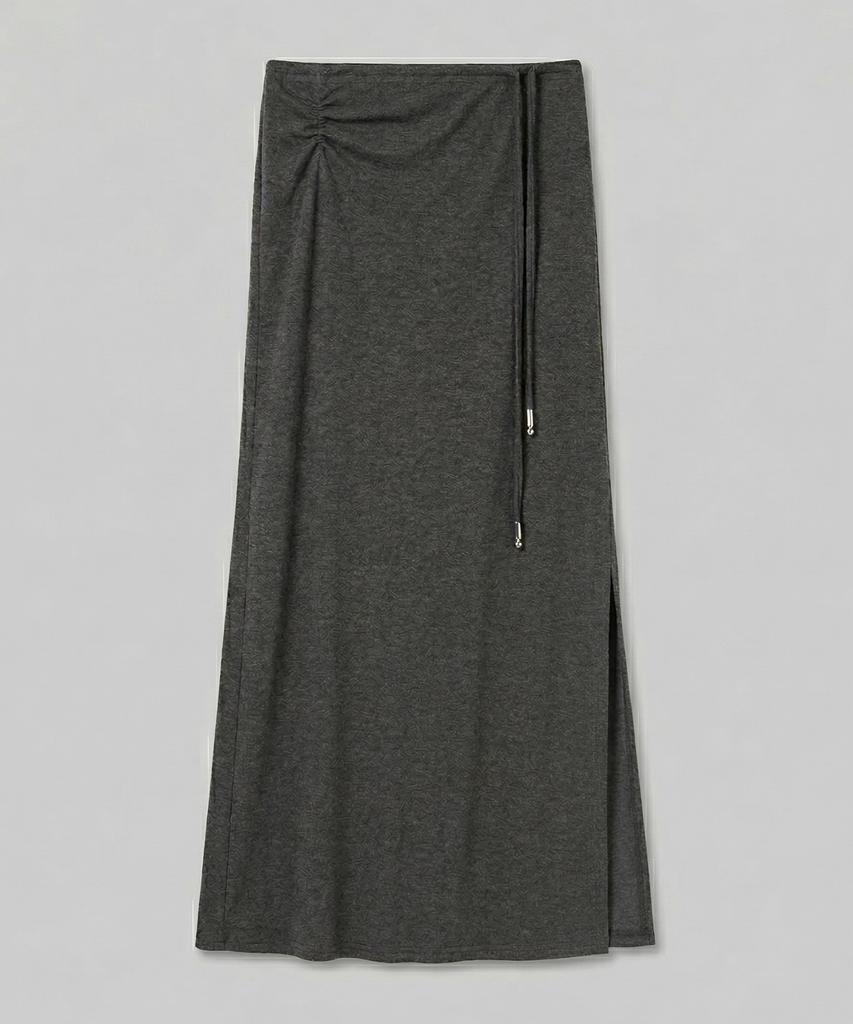 CHICKS Metal Tip Strap Drape Maxi Skirt Black