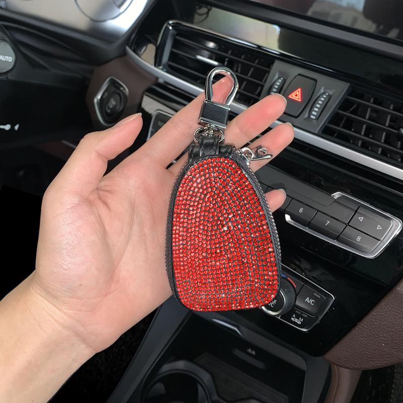 Lesklý diamantový křišťálový kryt na klíče do auta Úložné pouzdro Přívěsek na klíče Pouzdro na klíče Peněženka Bling Auto Decor Autopříslušenství pro ženy Dívky
